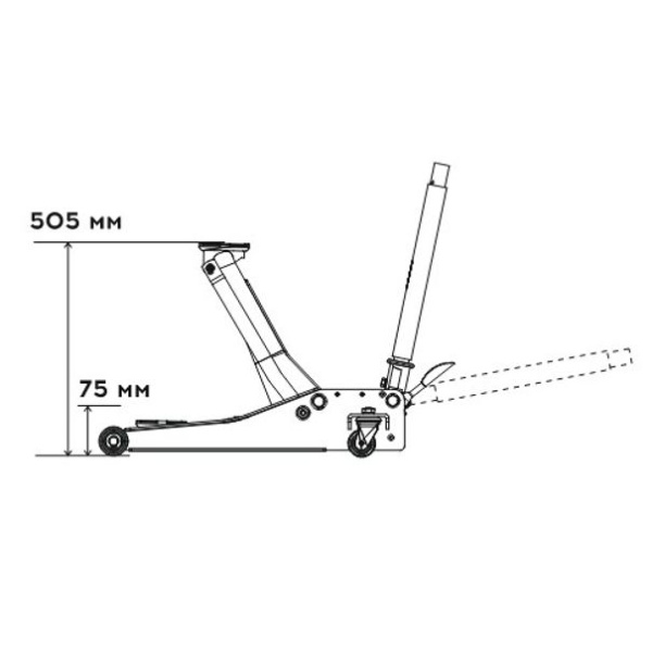 Домкрат подкатной гидр.3т.75-505мм, с педалью купить по доступной цене 