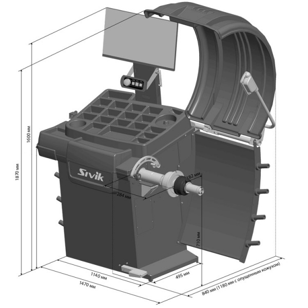 SIVIK STELLAR (p) СБМП-60/3D Pro (УЗ, ЭМВ, ТЛУ) Балансировочный станок с пневматическим креплением колеса купить по доступной цене 